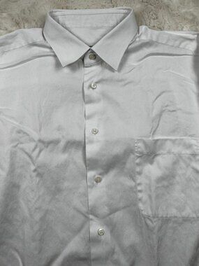 Ermenegildo Zegna Men’s White Dress Shirt Size 44 17.5 Cotton Long Sleeve